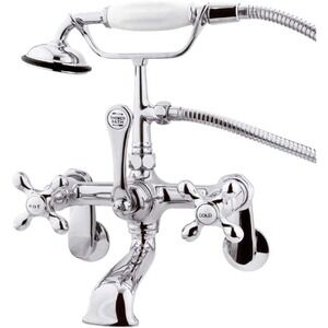 Kingston Brass Vintage Leg Tub Filler Handshower Chrome Metal Cross Handle READ